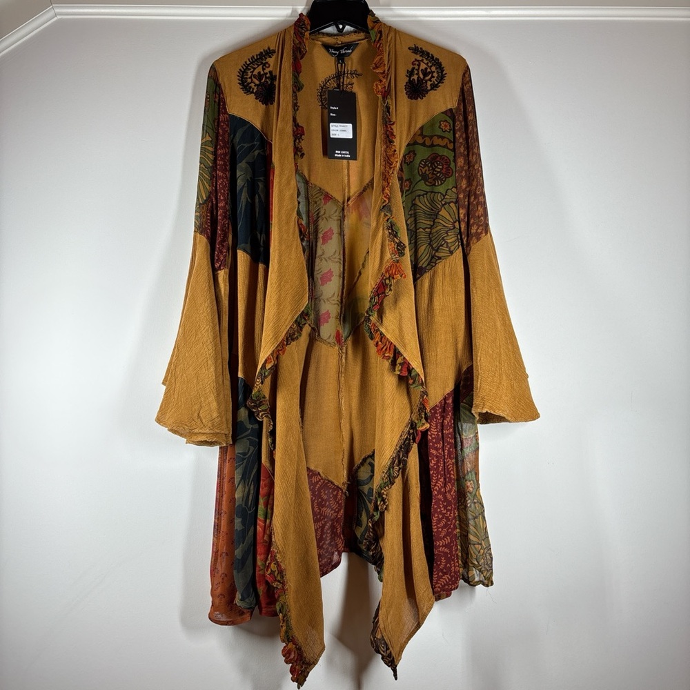 Young Threads Rustic Bohemian Patchwork Shrug Kim… - image 1